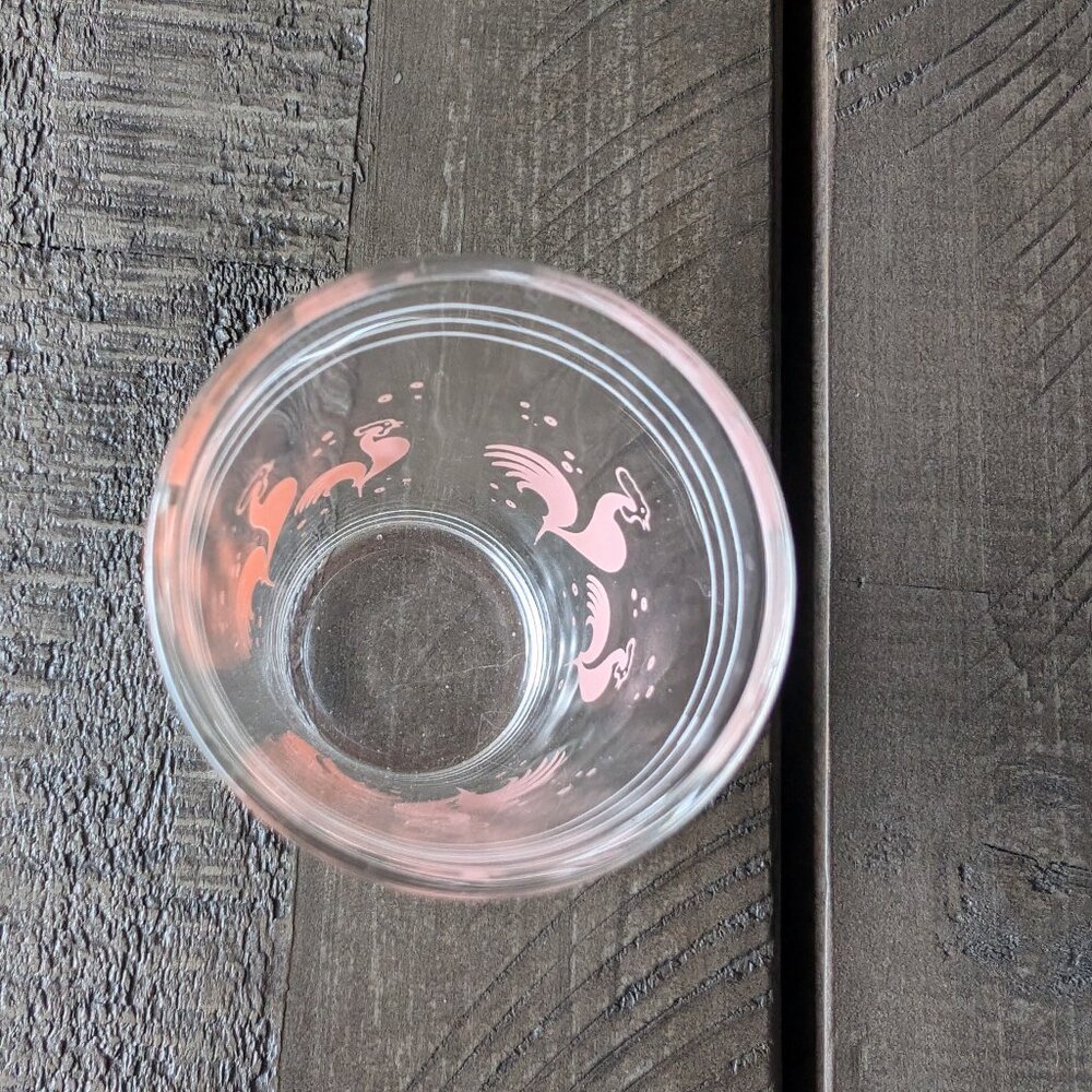 Vintage Hazel Atlas Pink Rooster Juice Glass 3" MCM Retro - Picture 3 of 5